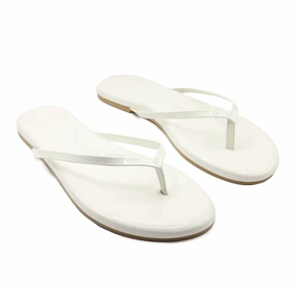 NEW SOLEI SEA women's indie vegan leather thong sandal in cream patent